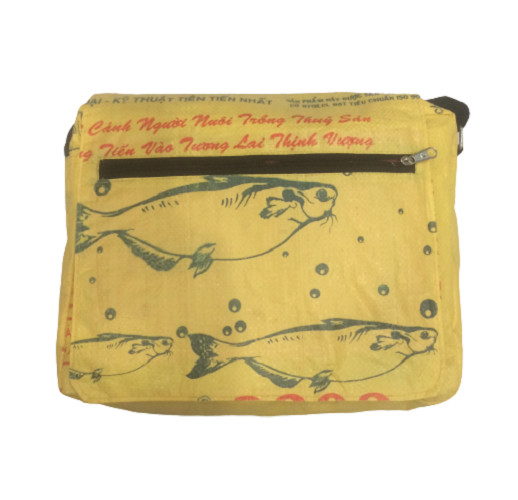 Recycled Messenger Bags 36cm wide x 28cm high long strap Fair Trade