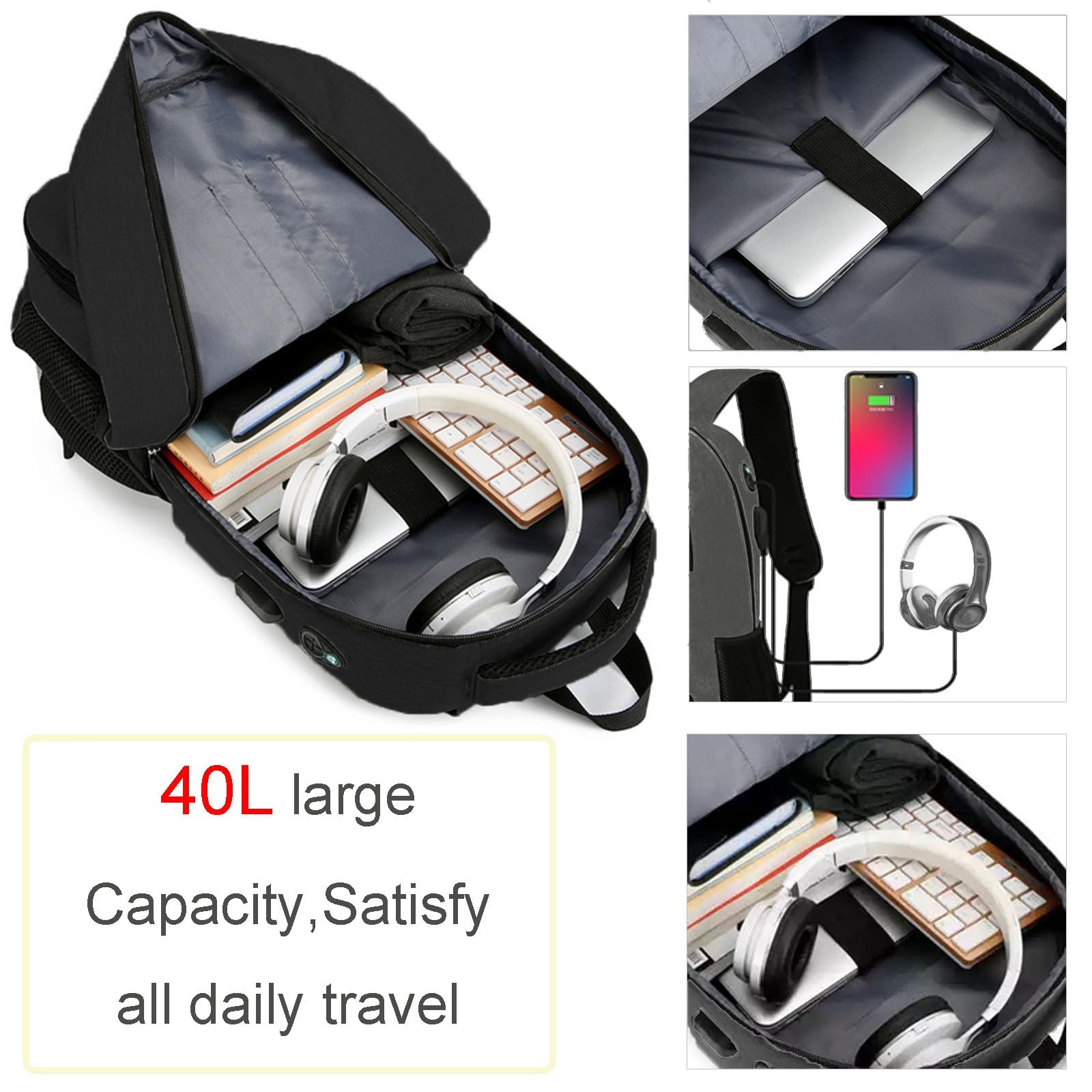 Large Capacity 17″ Laptop Backpack with Cooler, USB Charging, Anti-Theft Design