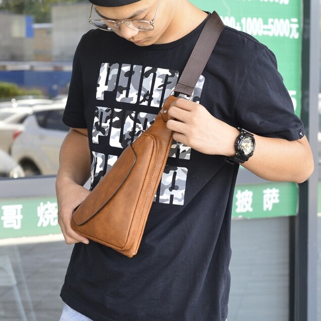 Mens Suspender Backpack Crossbody Casual Chest Bag Shoulder Bag Triangle Day Bag