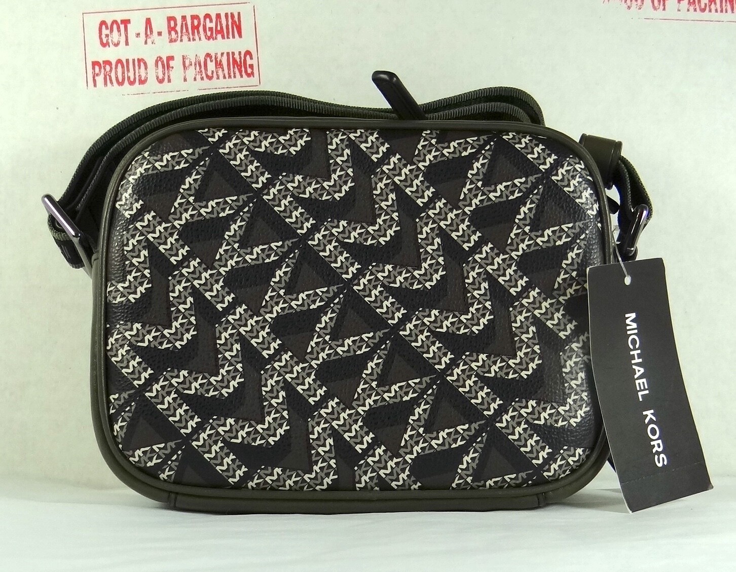 Michael Kors Cooper Micro Olive Multi MK logo leather Convertible Crossbody Bag