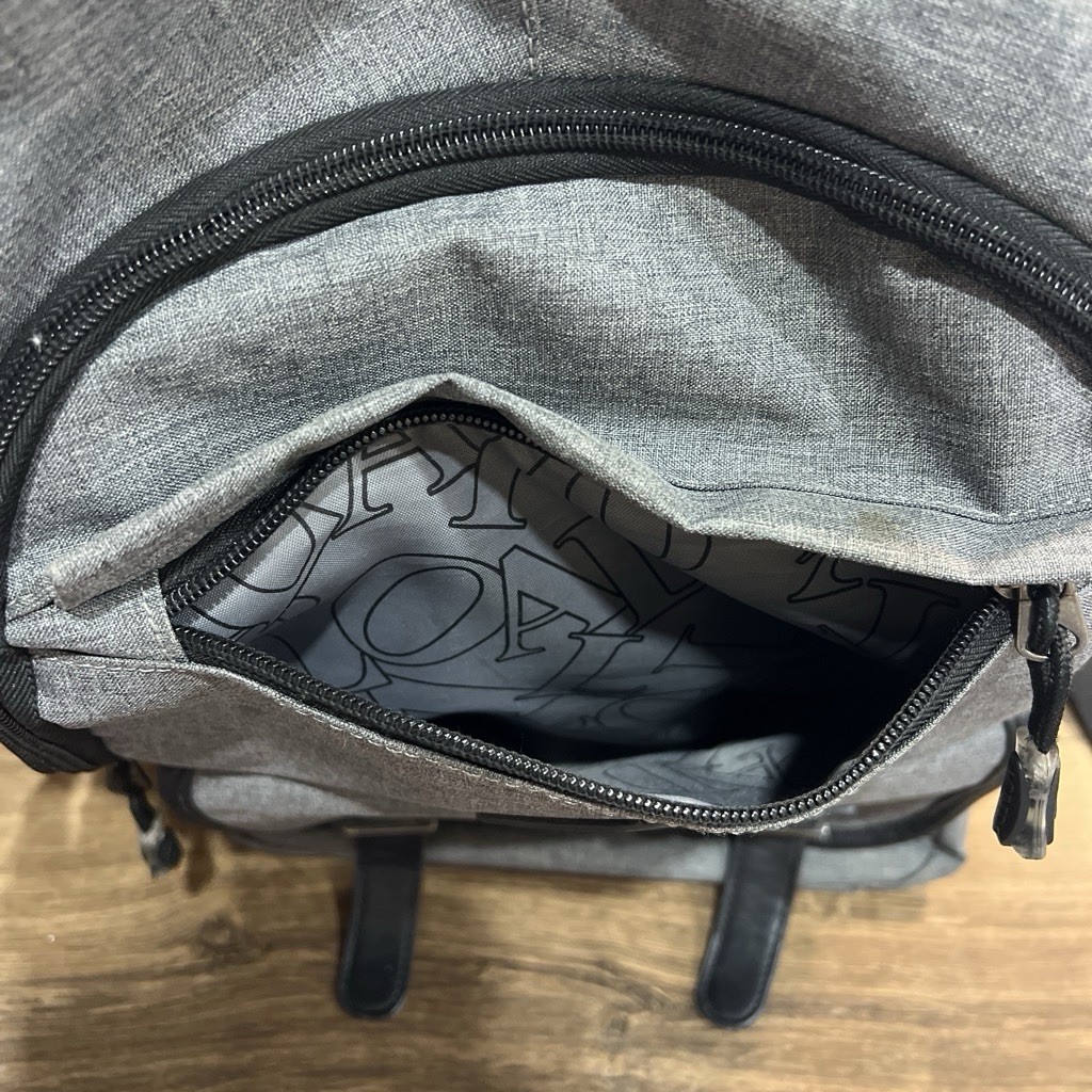 Gray/Black Backpack Travel Casual Zip Buckle Snap Closures with Inner Pockets