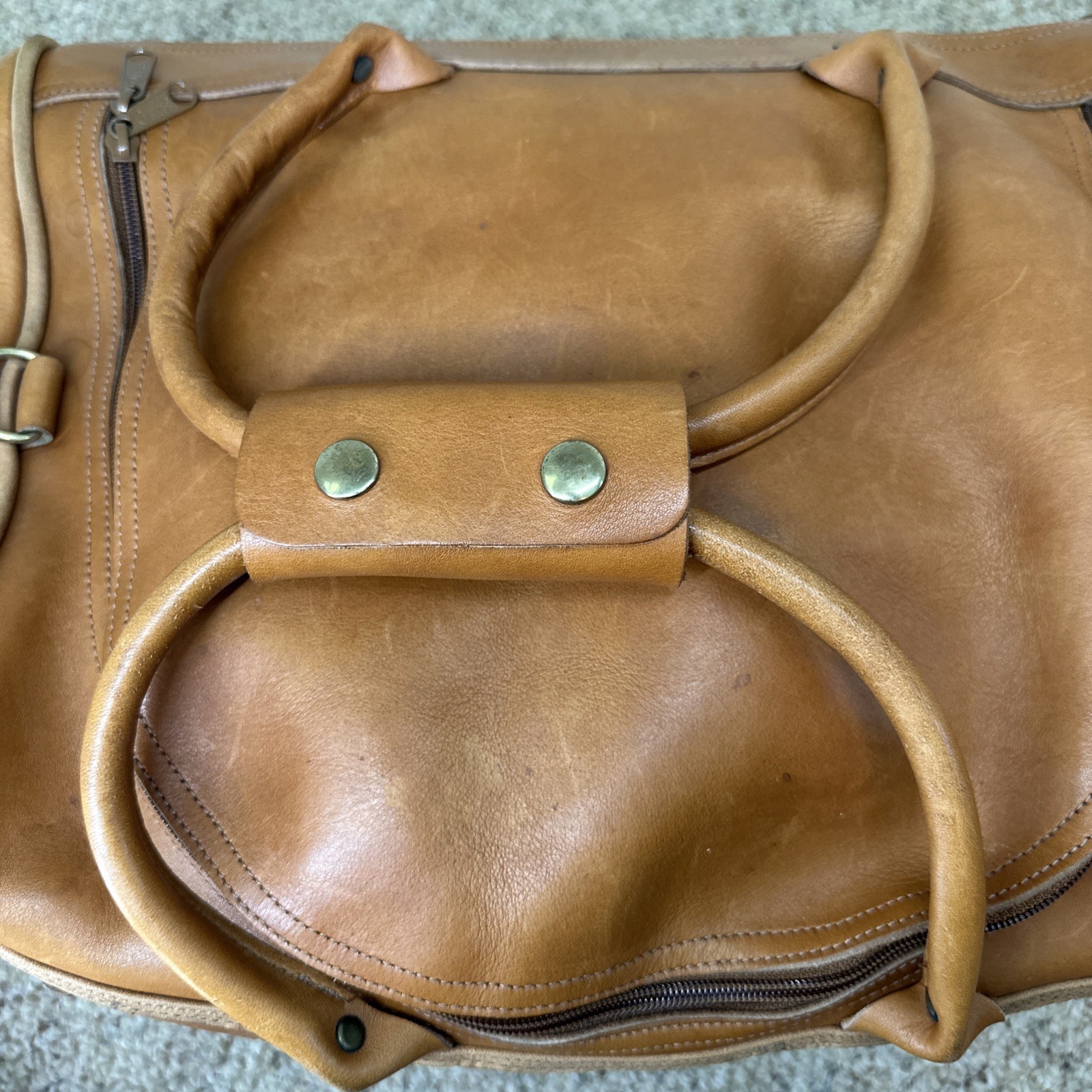 Vintage Orvis Leather Duffle Bag Multiple Pockets Customizable Made in USA