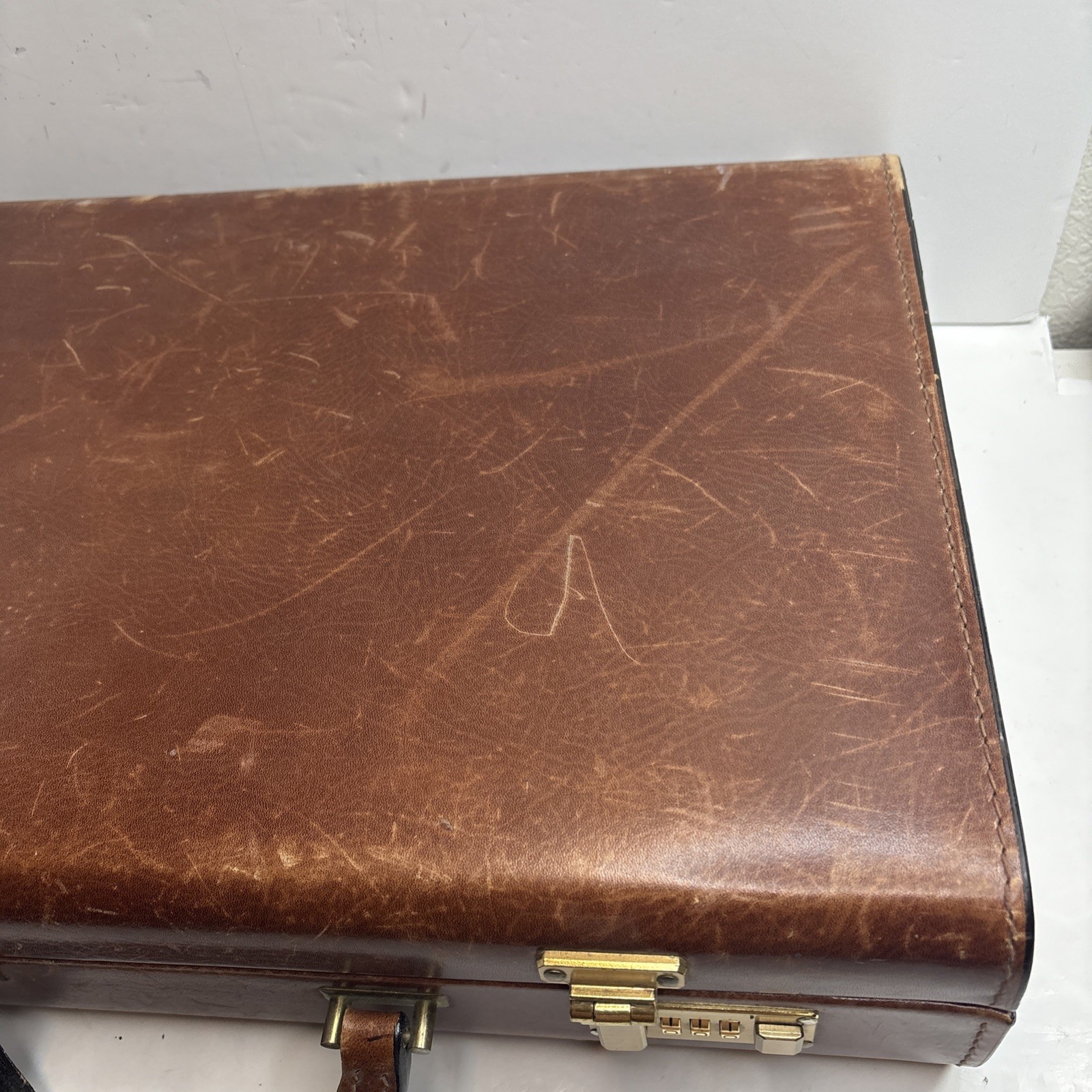 Vintage Leather Korchmar Attache / Briefcase 18 1/2 x 13 1/8 x 4 1/4