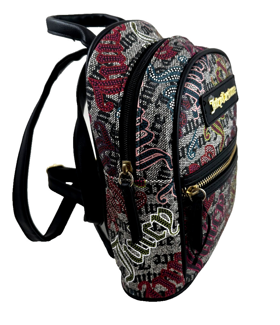 JUICY COUTURE MULTICOLOR LOGO PATTERN MINI BACKPACK HANDY FUNCTIONAL GOOD