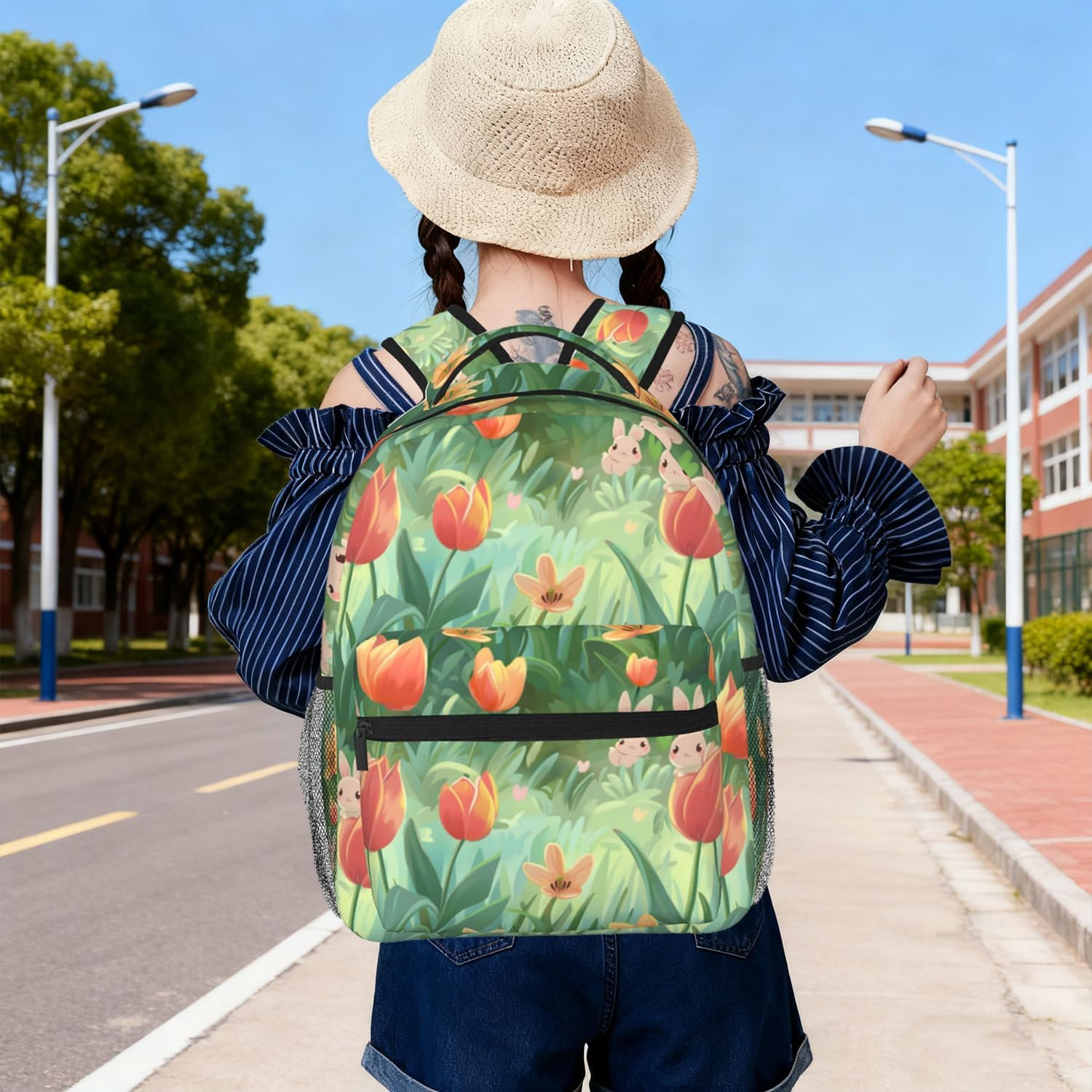 Outdoor Adventure Casual Backpack, Lightweight Laptop Bag Daypack, Deer Fish and