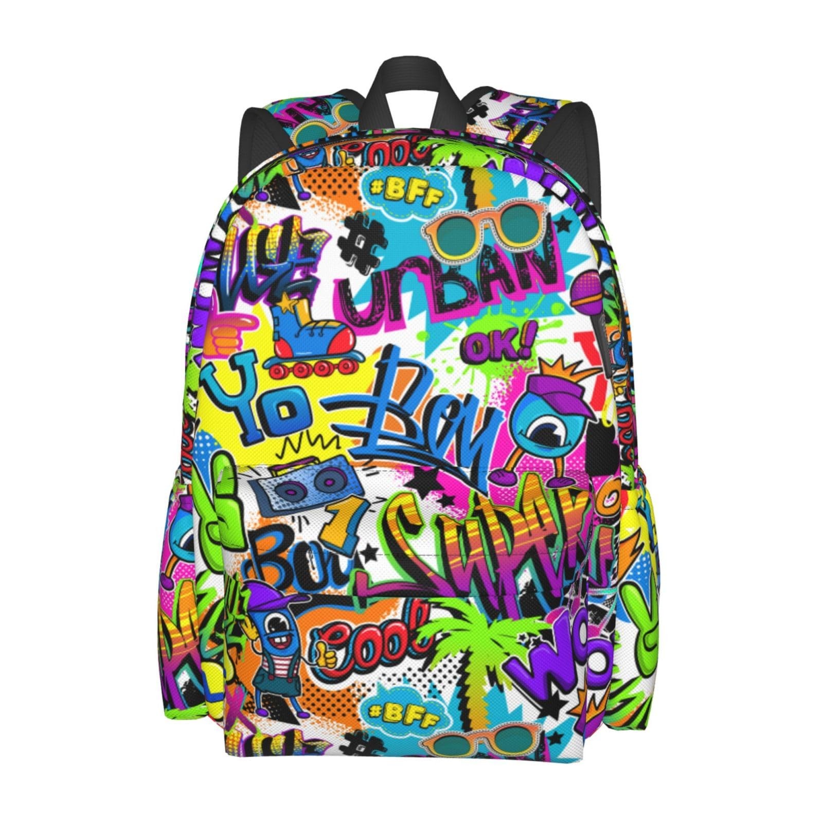 Black Blue Graffiti Multipurpose School Bag Bookbag for Teenage Boys Girls Da…