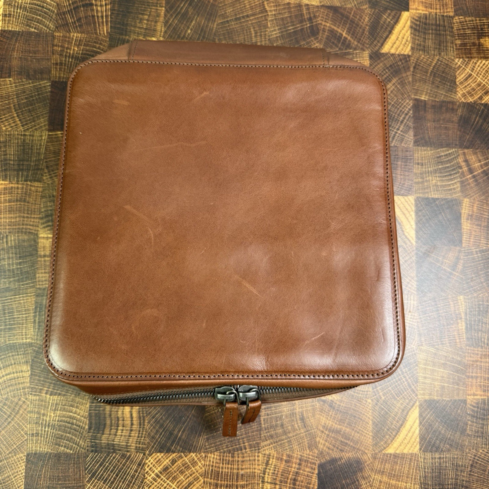 This Is Ground Tech Dopp Kit Toffee Brown Leather Travel Cable Organizer Case
