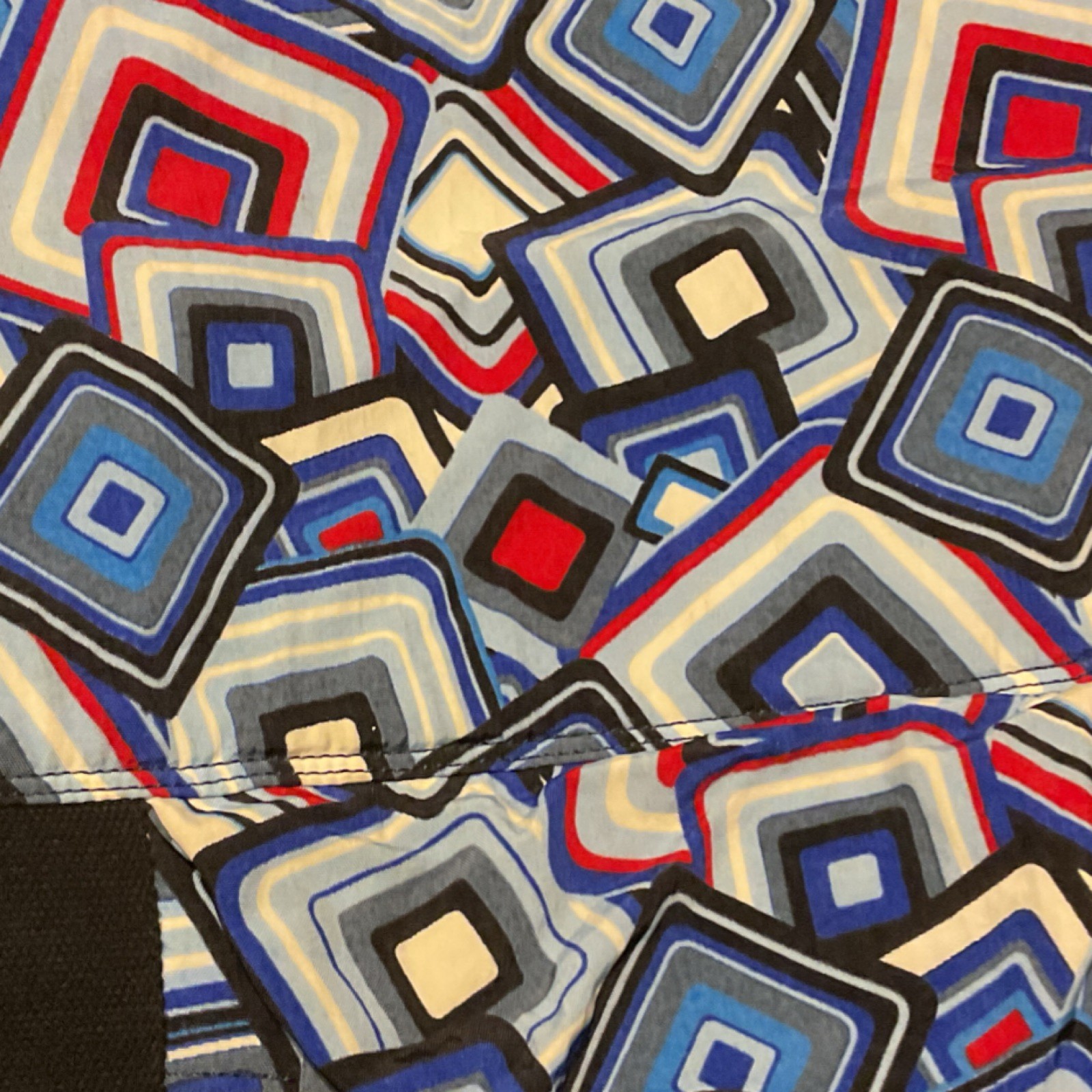 Kipling Geometric Pattern Duffel Bag Blue Red Black White Zipper unisex