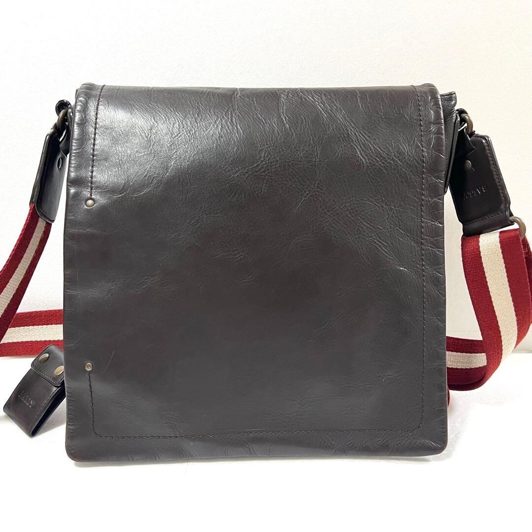 BALLY Trainspotting Brown Leather Messenger Bag Crossbody Adjustable Strap