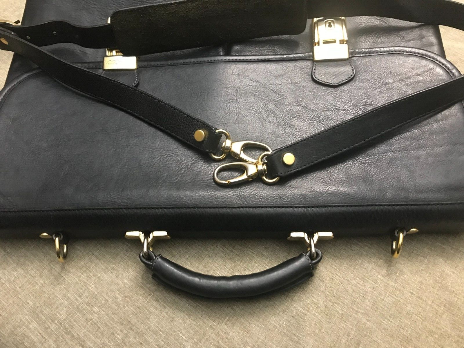 BOSCA “CORRESPONDENT” Heavy Leather Briefcase / Messenger Bag – Made in USA