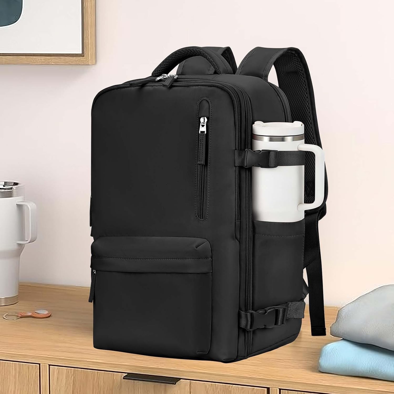 Large Travel Daypack Waterproof Laptop Backpack Carry On Black