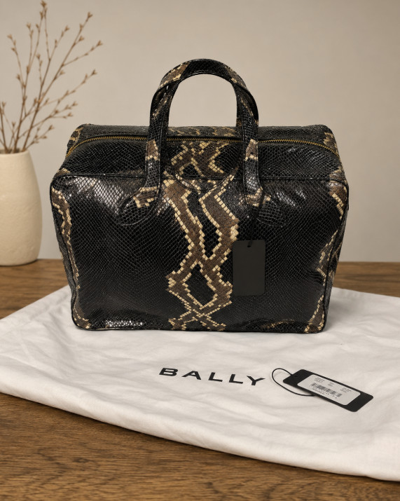 Imperfect Bally Black Python Snakeskin Leather Travel Duffle Weekender Bag $2930