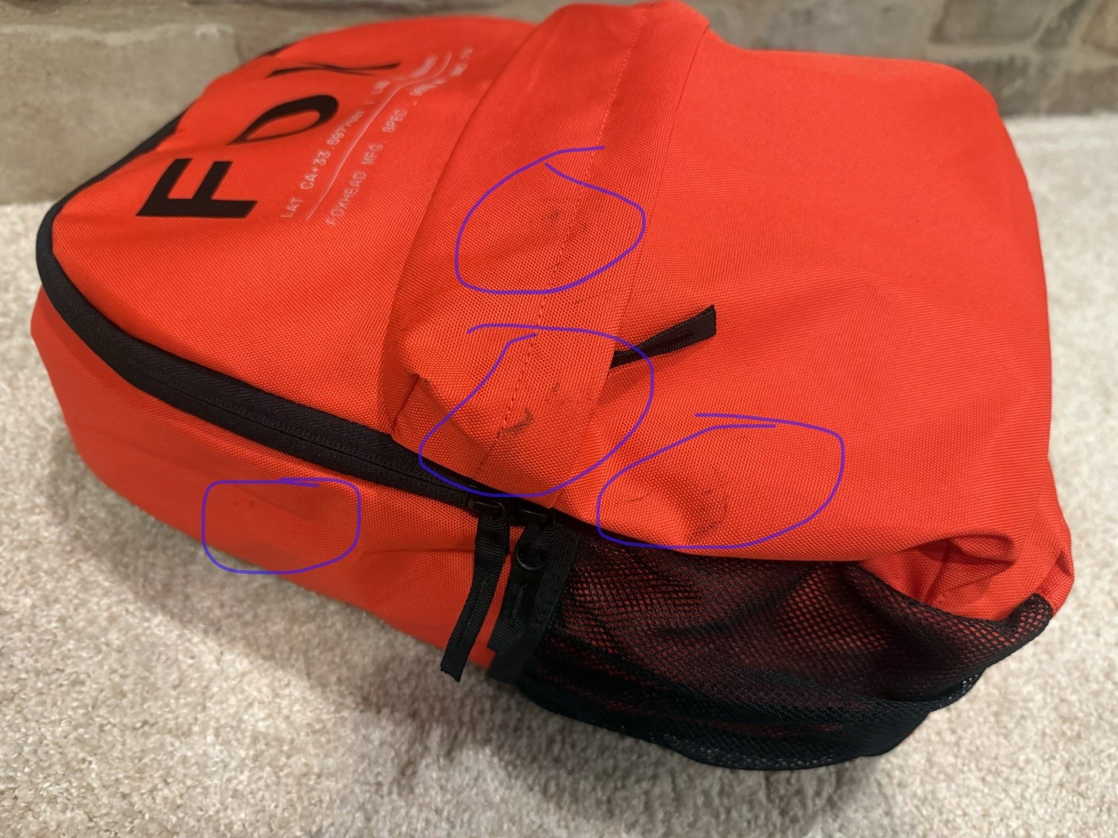 Fox Cleanup Backpack – Red w/ Internal laptop sleeve & side mesh pockets