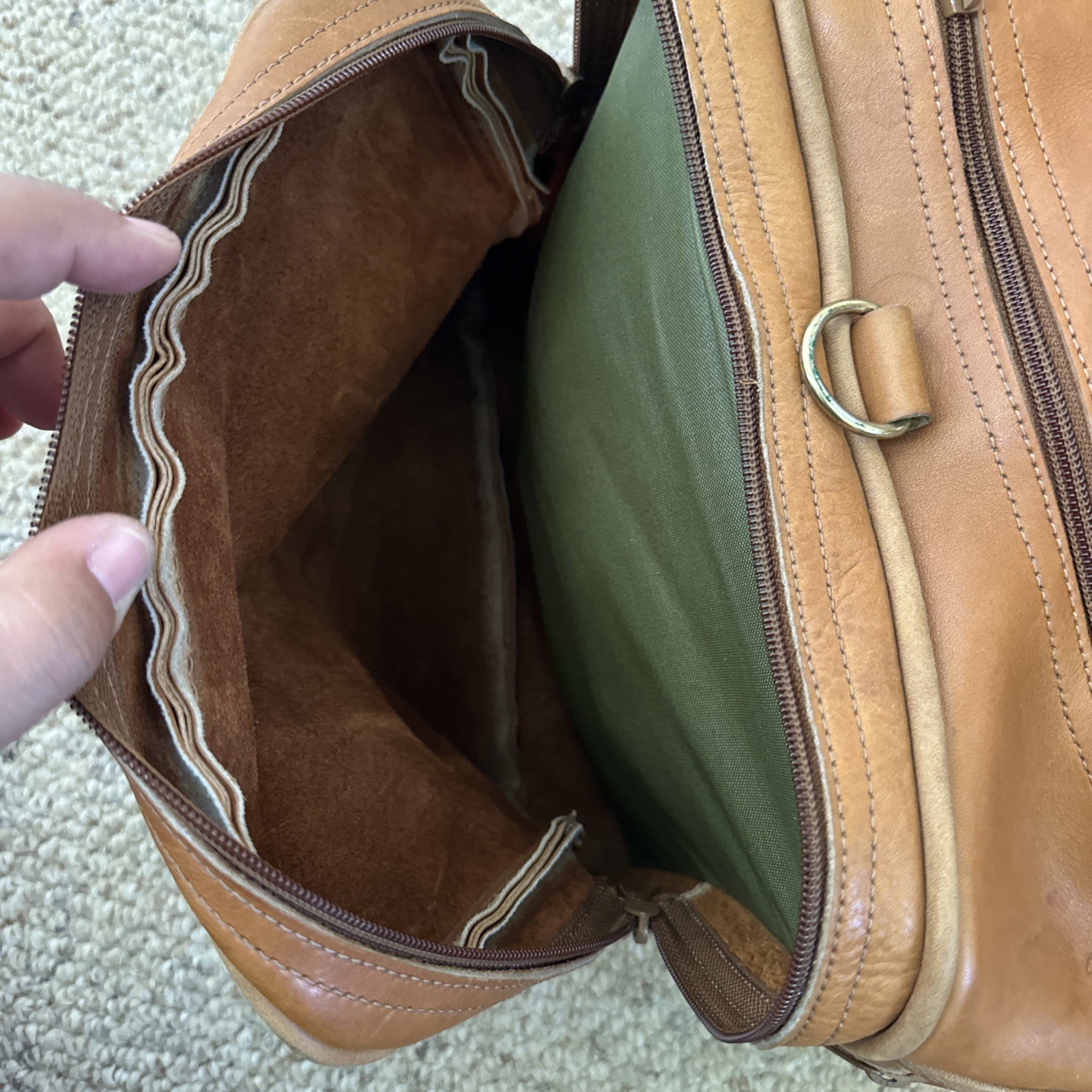 Vintage Orvis Leather Duffle Bag Multiple Pockets Customizable Made in USA