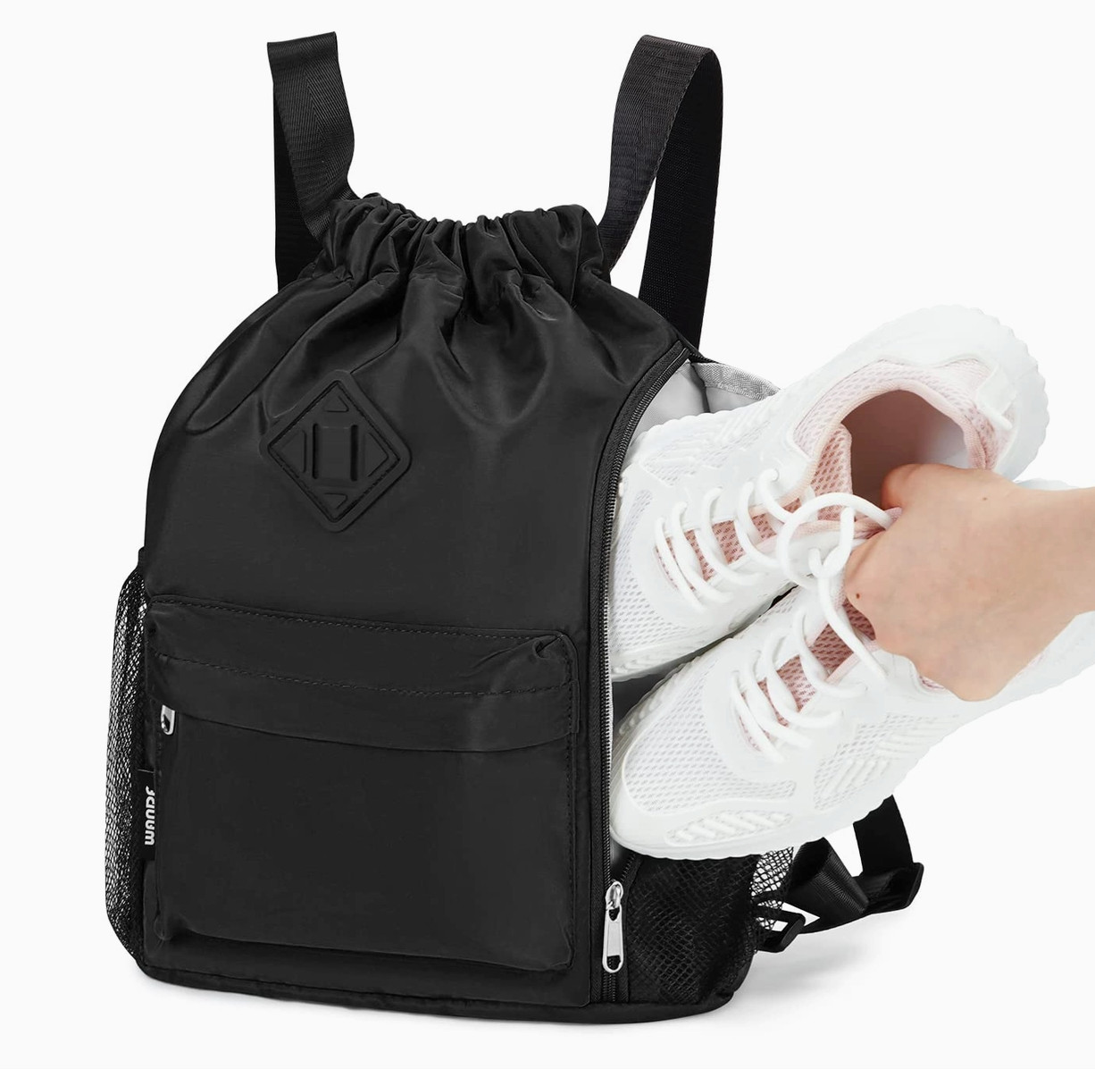 WANDF Drawstring Backpack Sports Gym Bag with Shoes Compartment, Water-Resist…