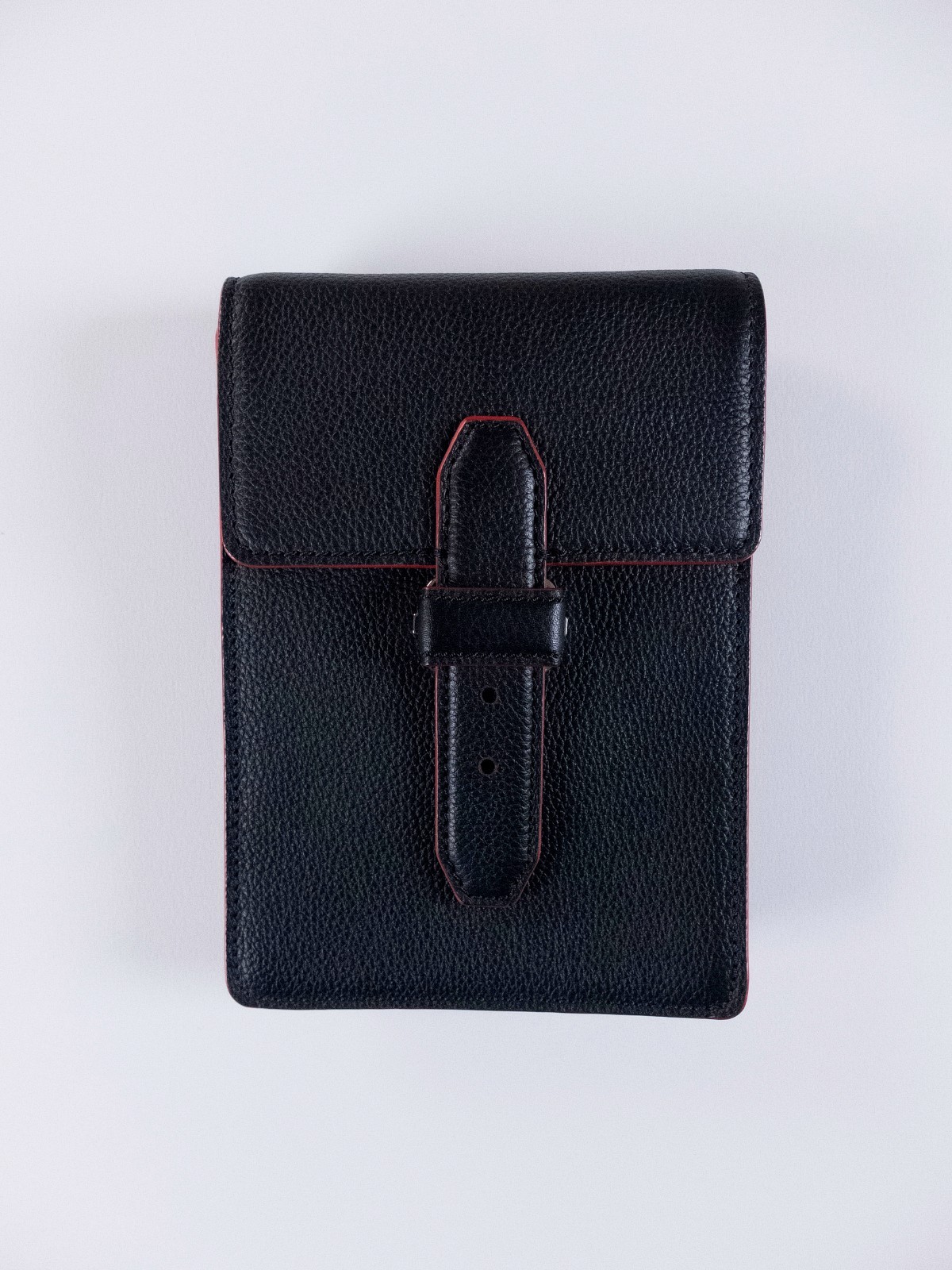 (NO CUSTOMS TAX) BRIONI brown small crossbody bag authentic with red trims
