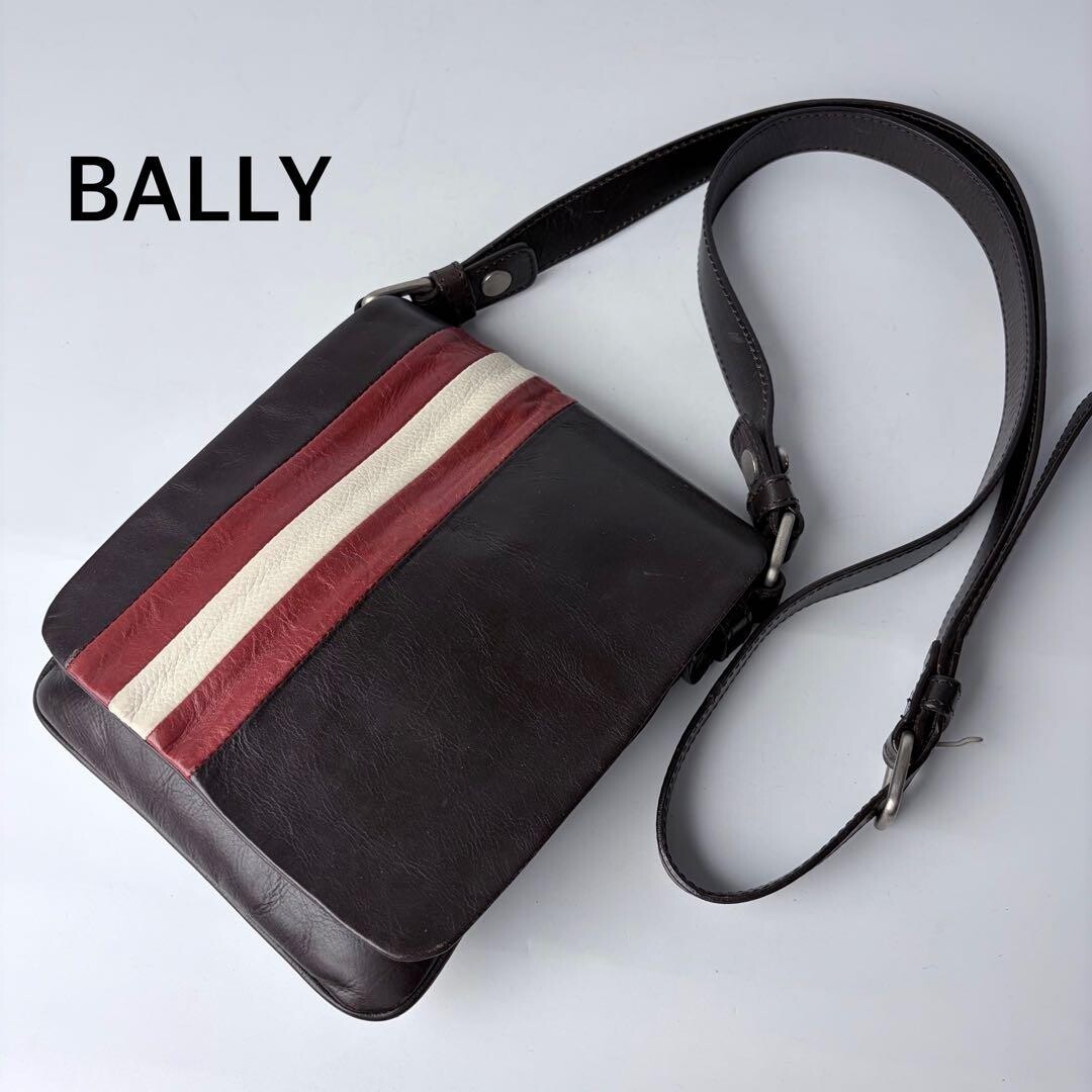 BALLY Trainspotting Brown Leather Crossbody Shoulder Bag Adjustable Strap Men