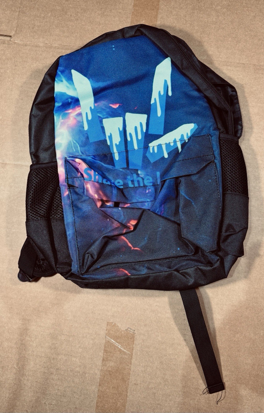 Graffiti Drip Print Backpack Galaxy School Bag Black Daypack New