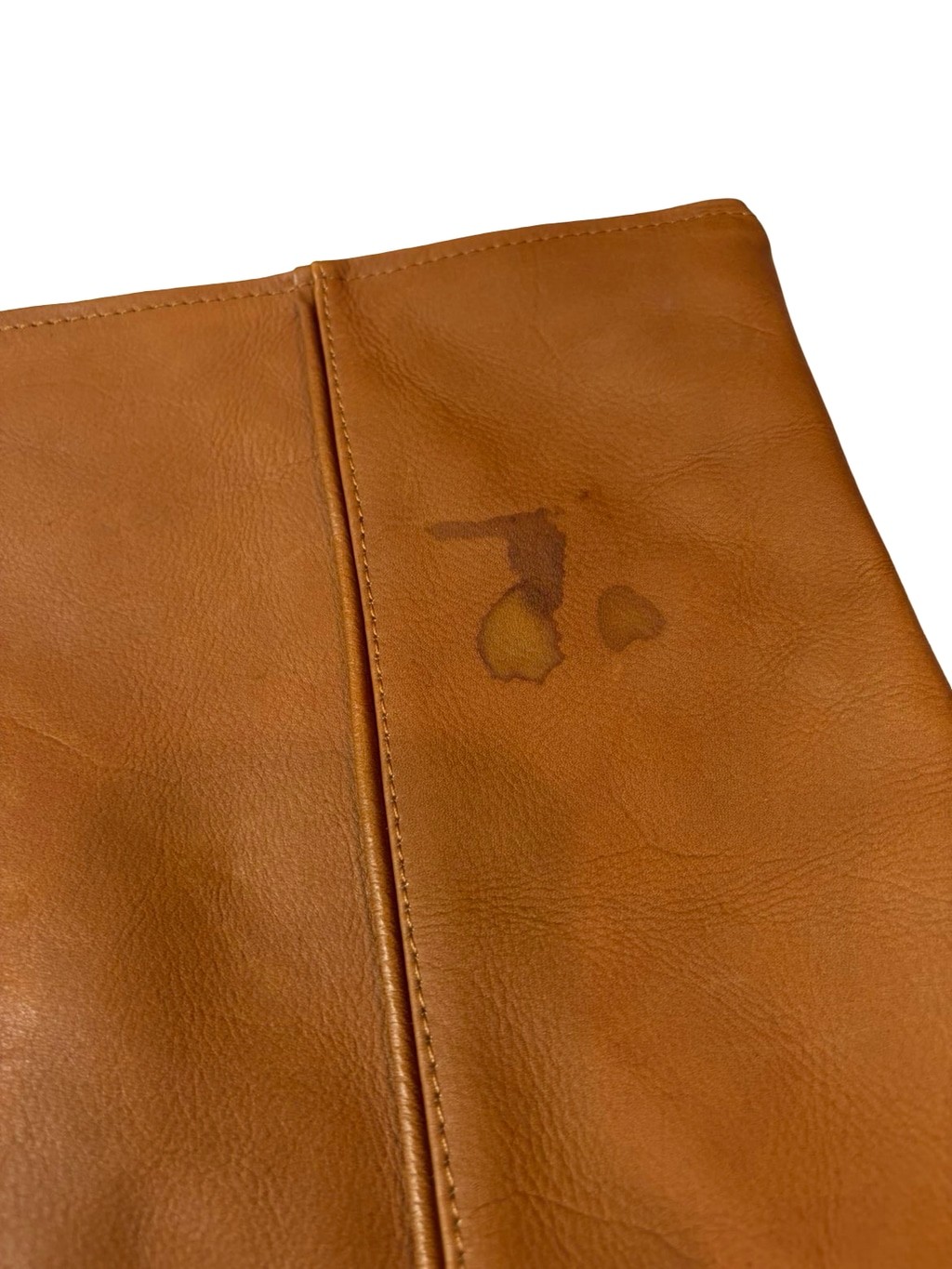Links & Kings Operator 815 Cognac Brown Leather Zip Clutch Pouch Bag flaw