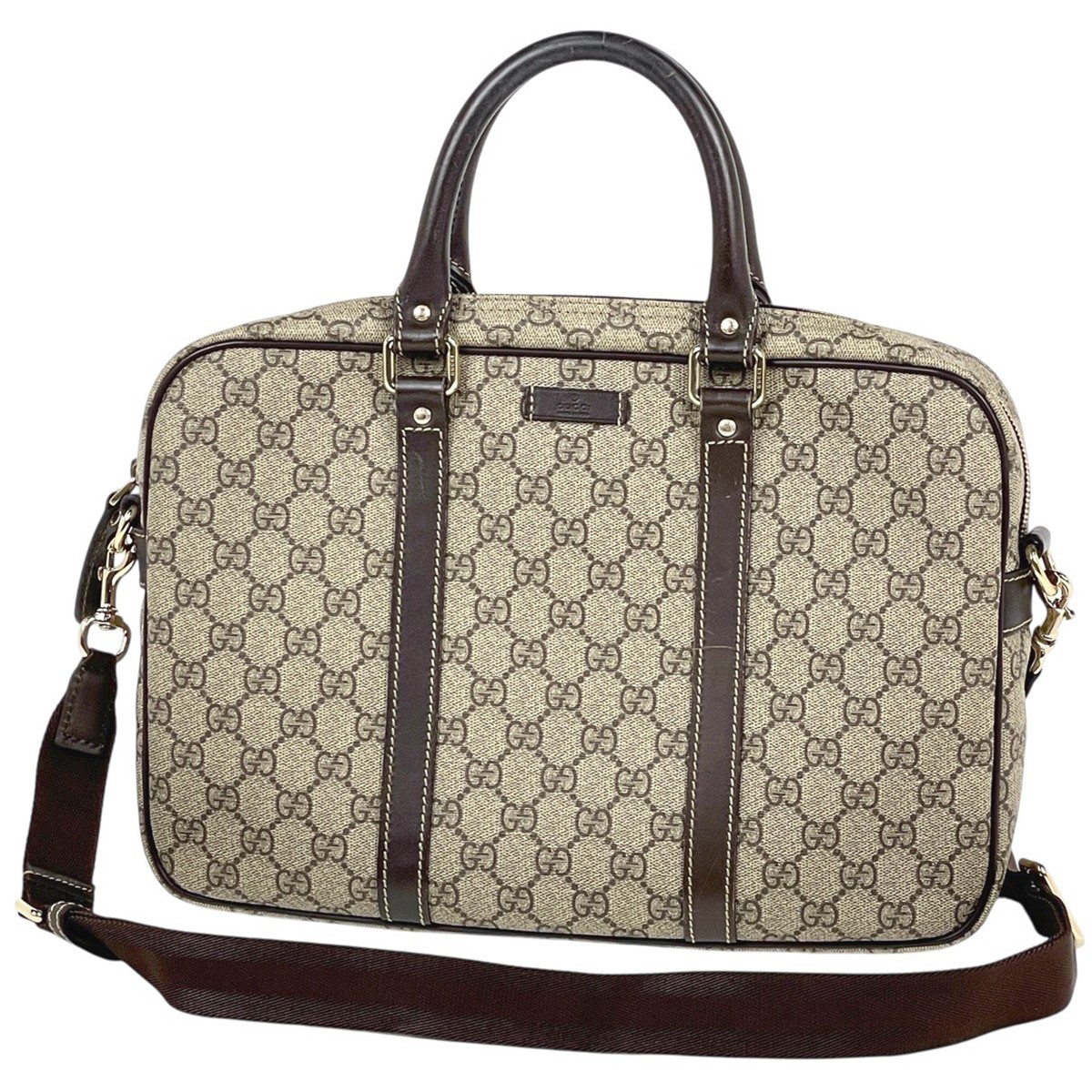 GUCCI GG Pattern Briefcase Briefcase Briefcase Coated canvas Beige Brown 322…