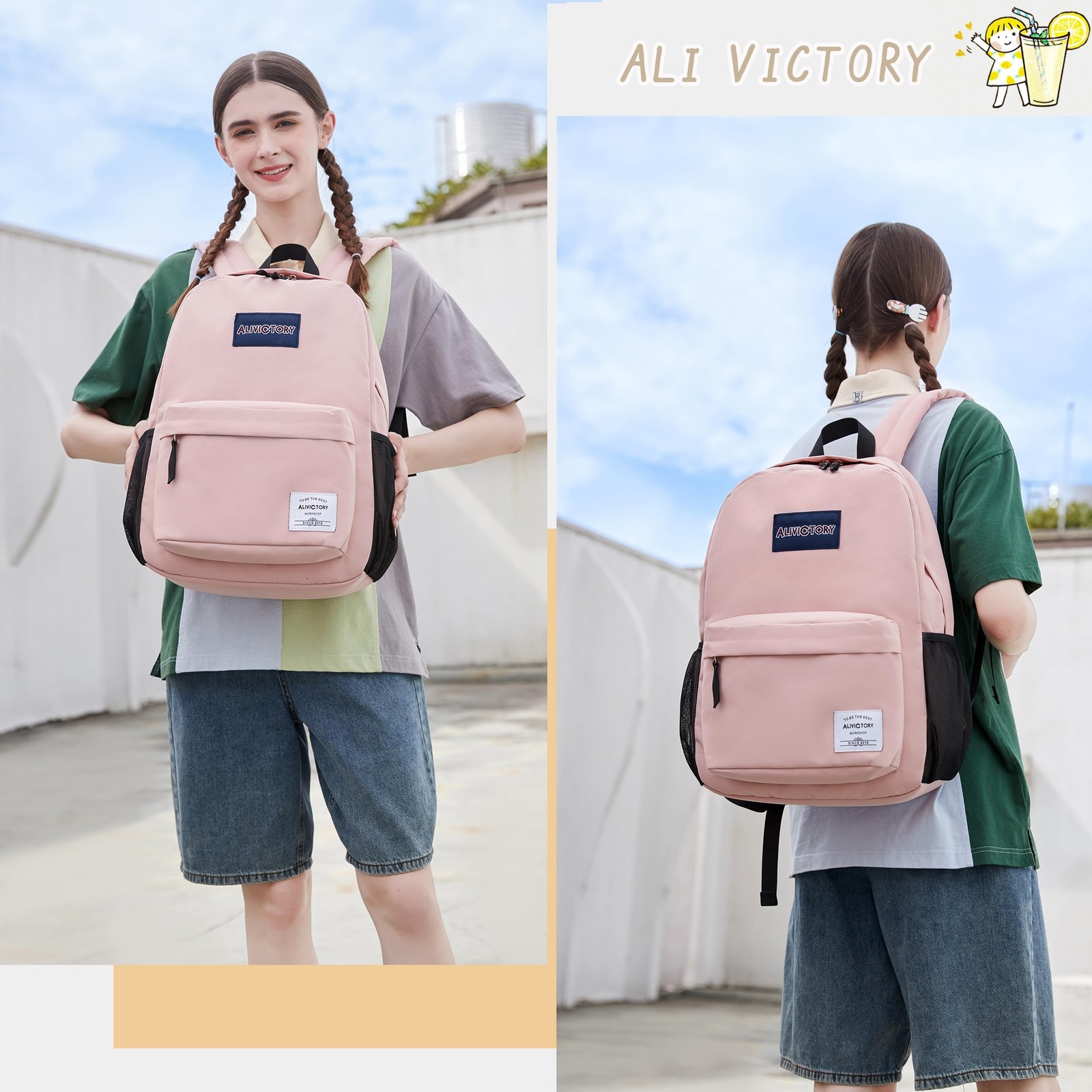 17″ Mochila Escolar Rosa Para Adolescentes Niña 14 A 16 Años Y Mujer En Oferta