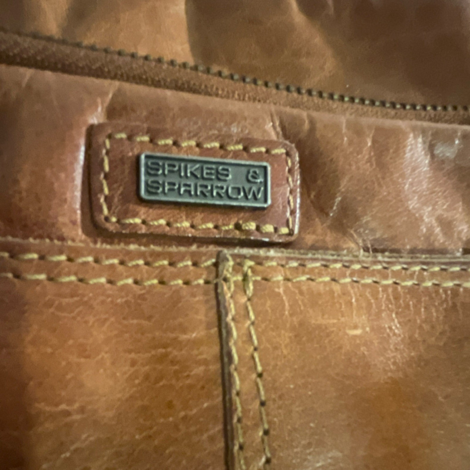 Spikes & Sparrow Brown Crossbody Bag Men Adjustable Strap Zipper Solid Casual
