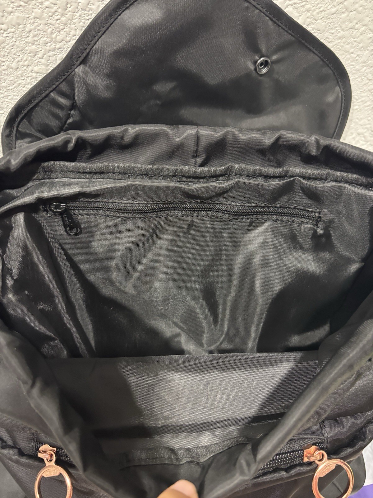 PUMA Black Backpack Drawstring Flap Top Zip Closure, Adjustable Straps, Pockets
