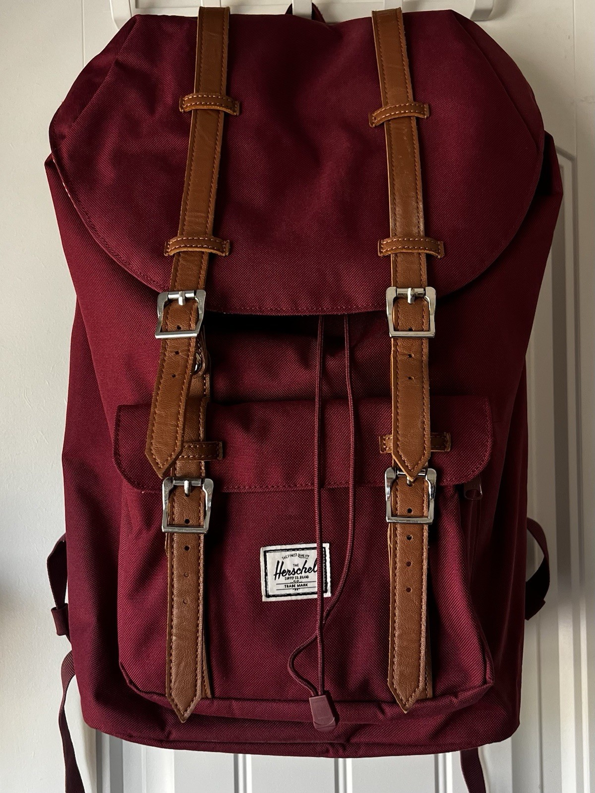 Herschel Supply Co. Little America Maroon Flap Top Drawstring Backpack 30L