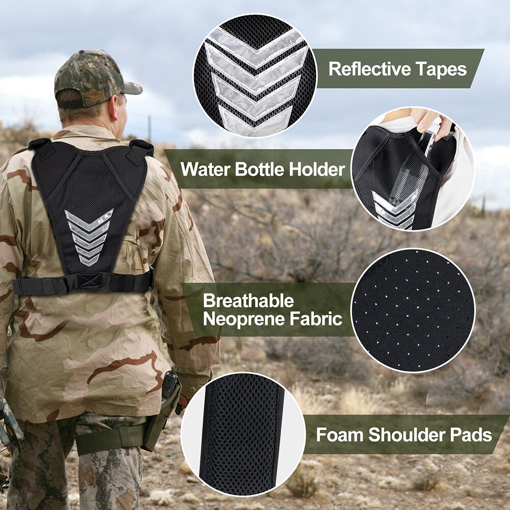 Black Tactical Combat Chest Rig Bag Front Pouch Recon Pack Sport Protective Vest