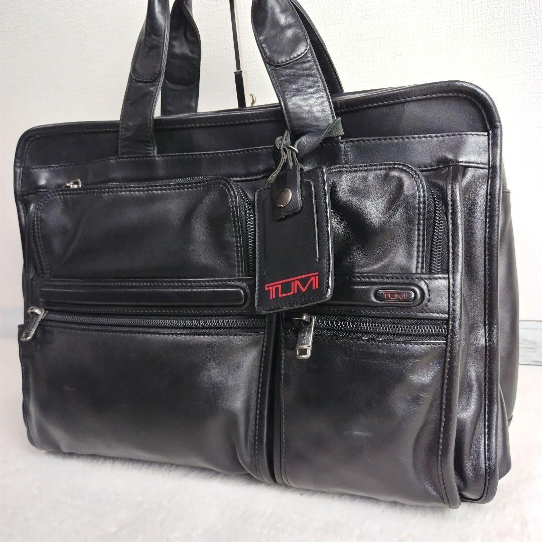 TUMI Alpha 96141D4 Black Leather Briefcase 2 Way Computer Bag Expandable A4 PC