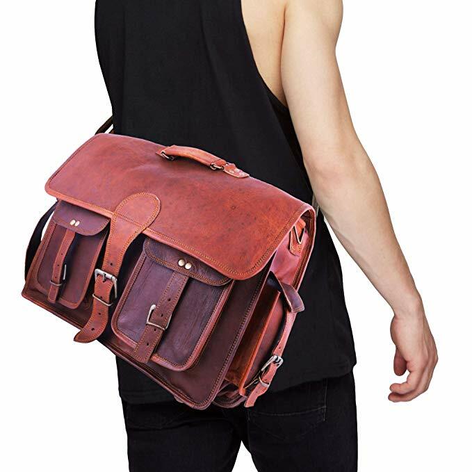 11/13/15/16/17/18 Leather Business Handbag Men’s Laptop Messenger Bag Briefcase