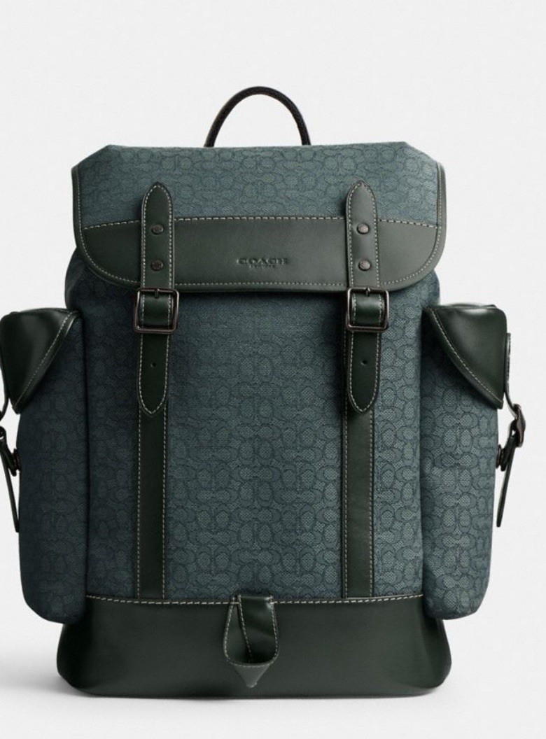 NWT COACH Backpack Micro Signature Jacquard Hitch In Amazon Green Style CM 387