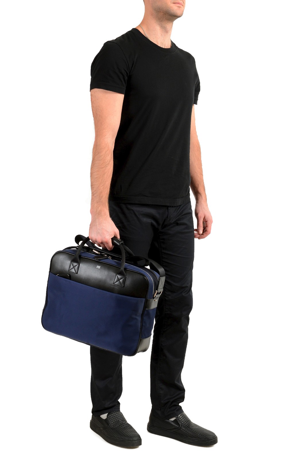 Cavalli Class Men’s “Hunter” Navy Blue Briefcase Bag