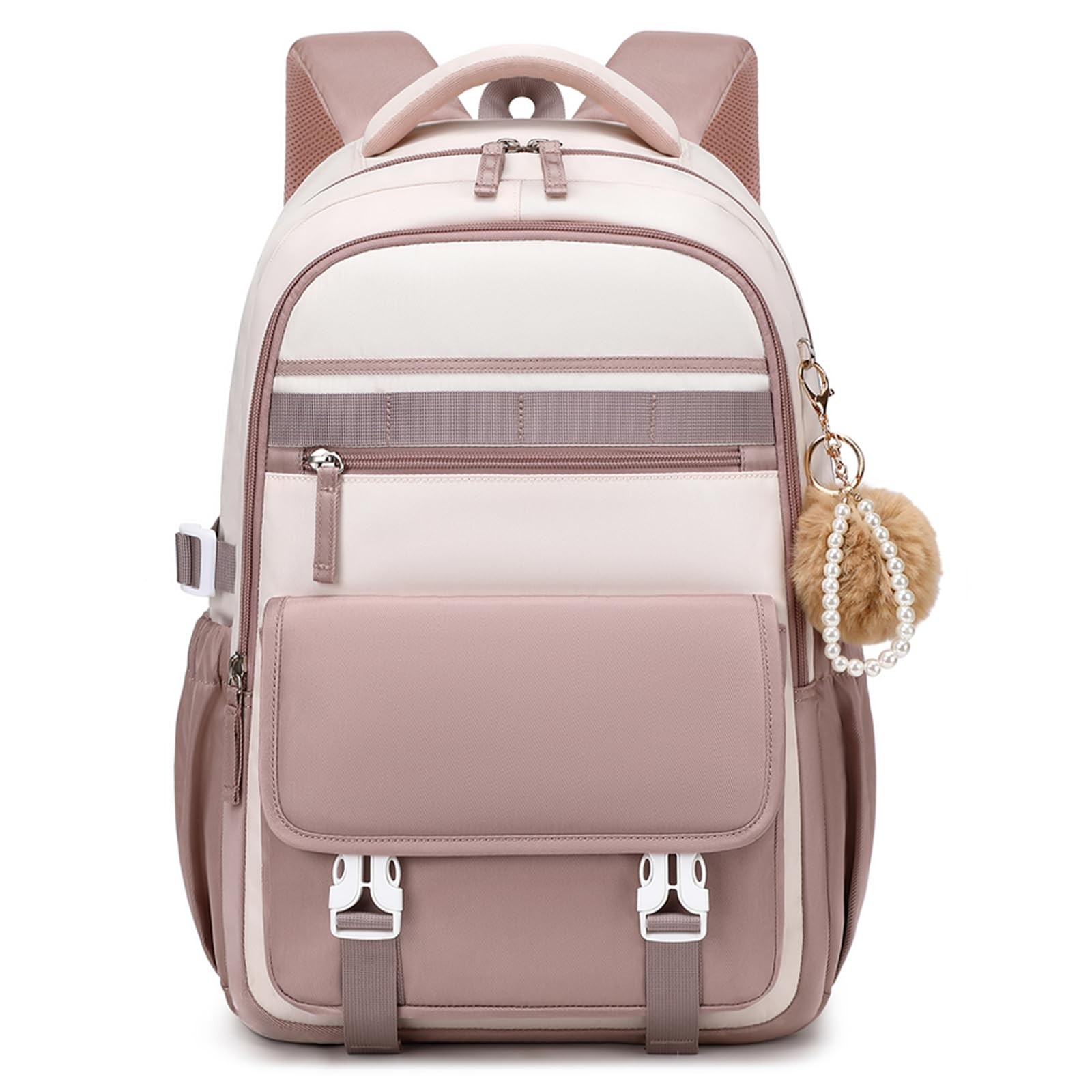 15.6 Inch Backpack for Girls Laptop Bag Casual Daypack For School Khaki Beige
