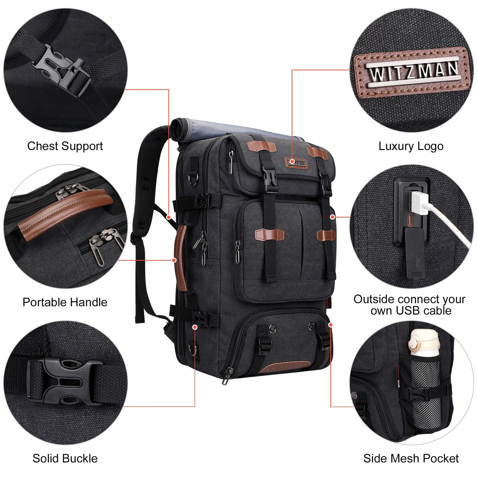 Travel Backpack for Men 40L Large Carry-on Airline Approved Convertible 3 in …