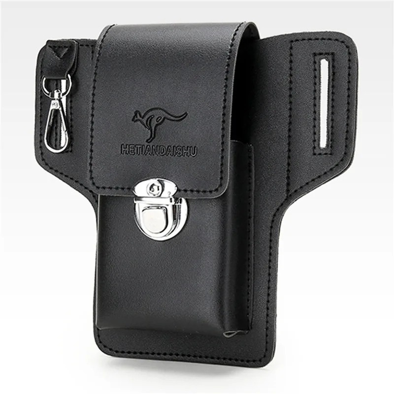 Men’s Leather Belt Waist Bag Phone Pouch Key Holder Work Fanny Pack Holster