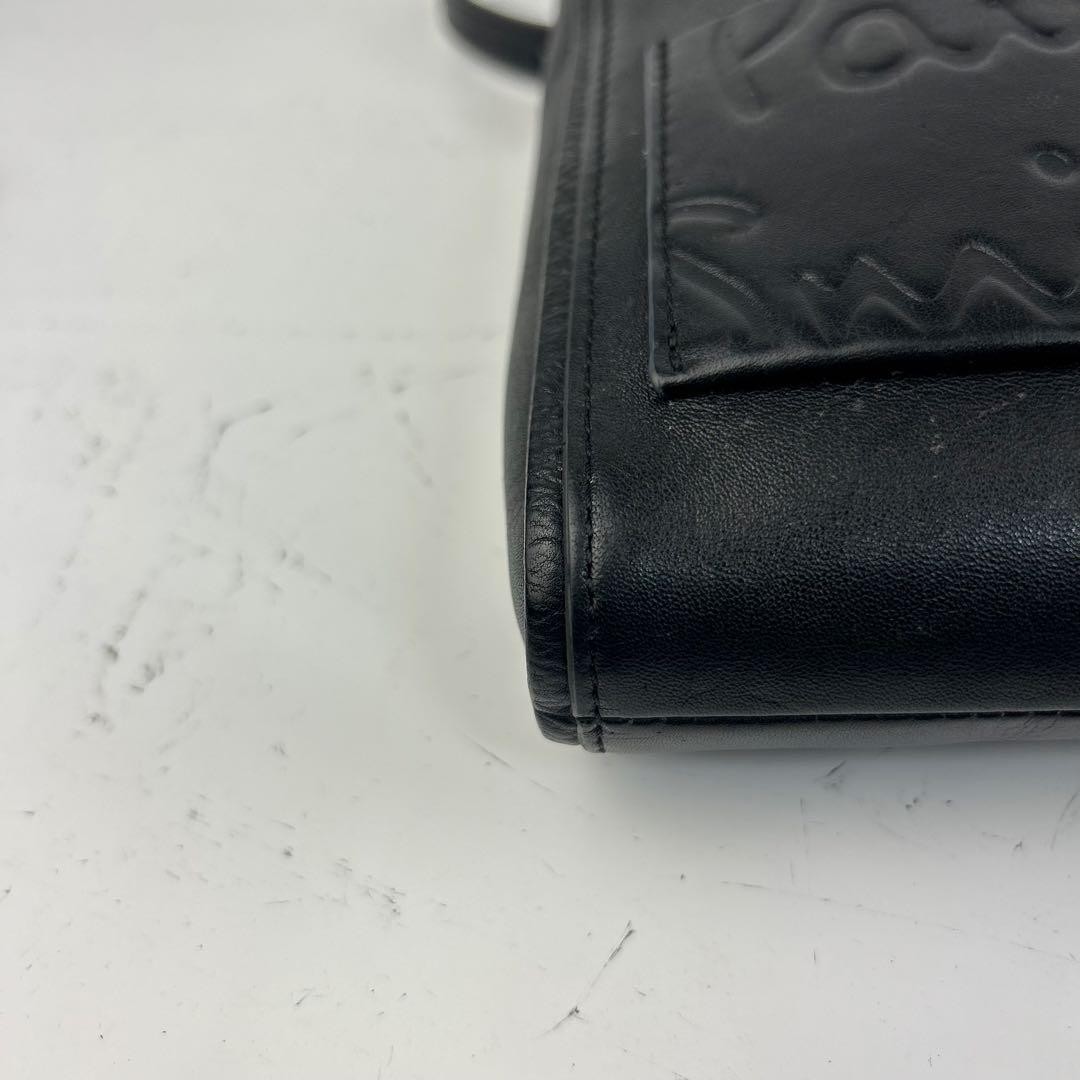 [Good Condition] Paul Smith Shoulder Bag Leather Branded Color Edge Black