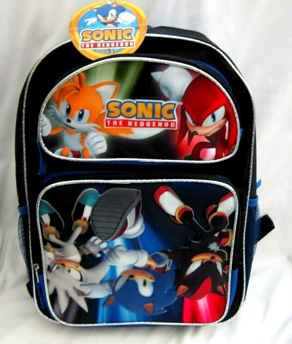 Sonic The HedgeHog Come On Upside Down 16″ Backpack with 2 main compartments-New