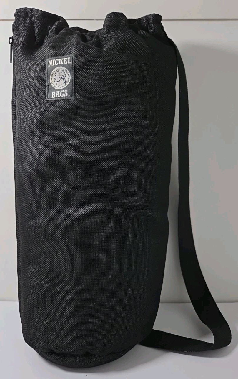 Nickel Bags Padded Drawstring Duffle Tube Sling Bag Velour Interior 19 In Black