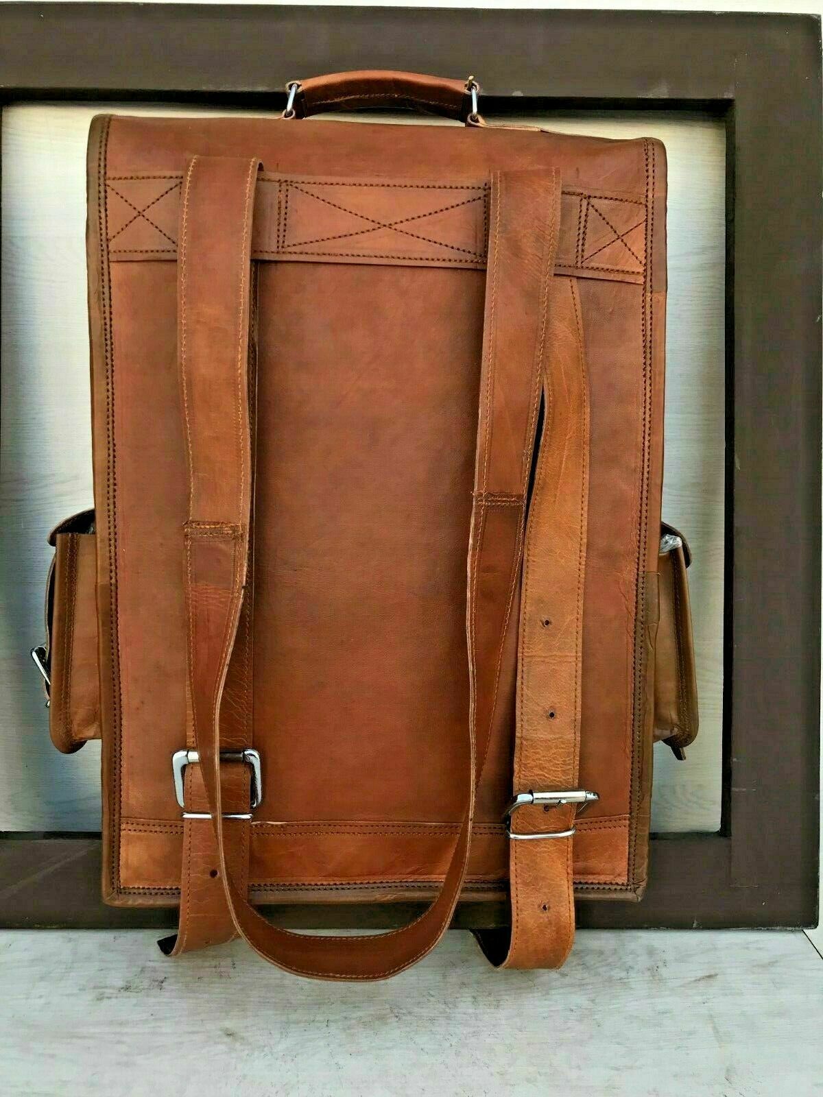 Leather Multi Pocket Backpack Genuine Travel Rucksack Bag by leather bag seller