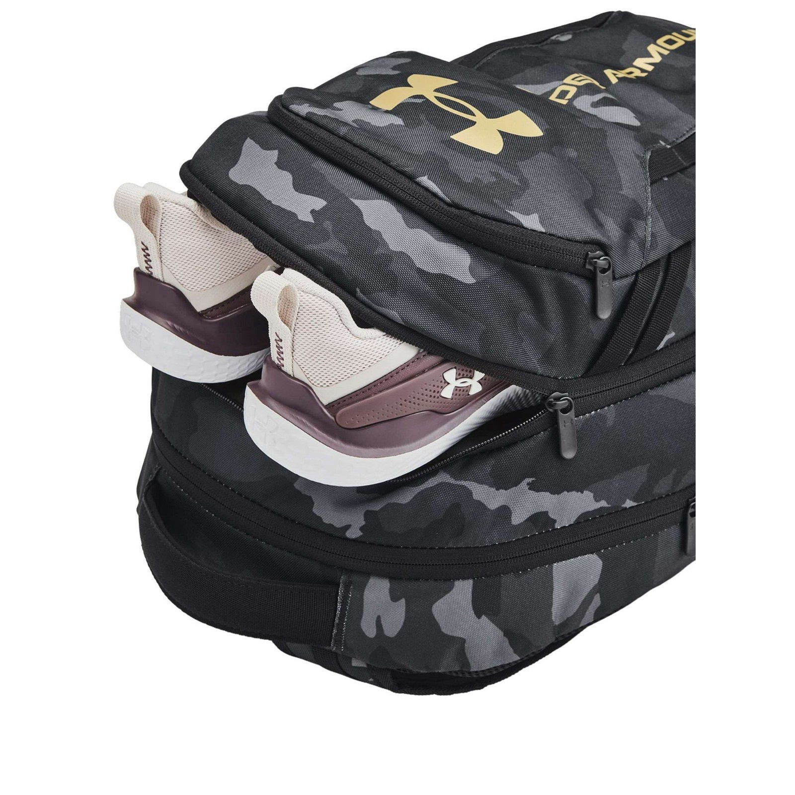 Under Armour UA Hustle 5.0 Backpack Camo Black/Metallic Gold NWT 1361176 007