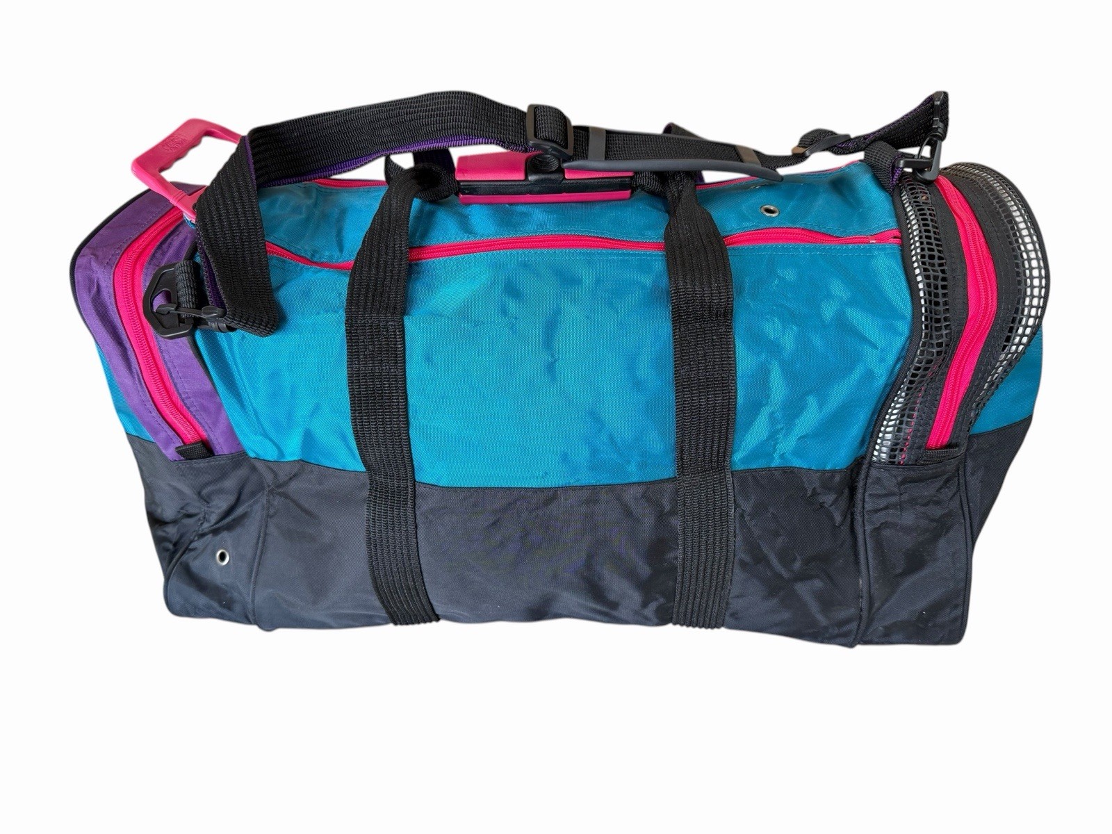 OGIO Pro 45CM Gym Bag Neon Pink Teal Purple Side Pockets Double Zip Top