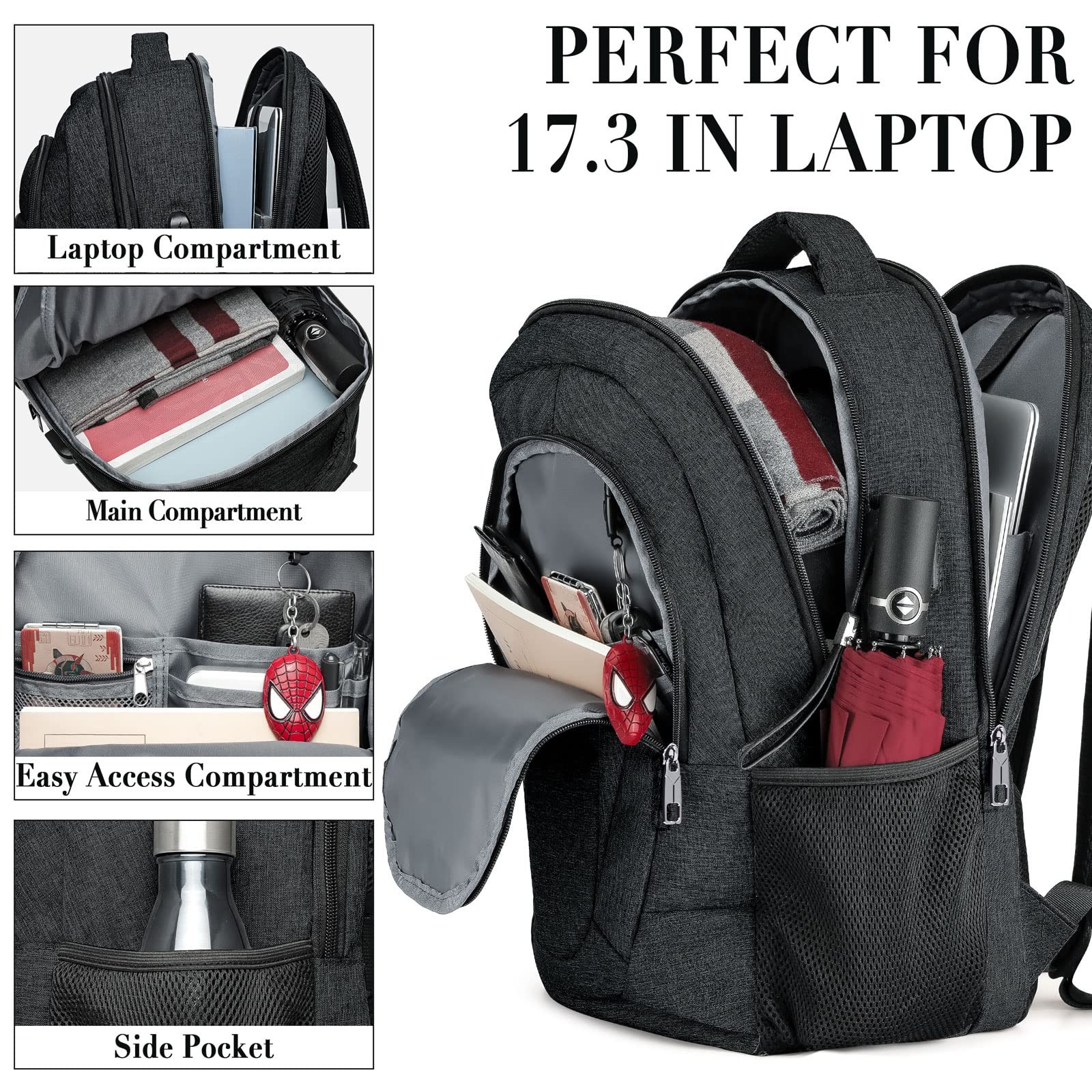 Travel Laptop Backpack, 17 Inch Extra Large School Backpacks for Teen Boys an…