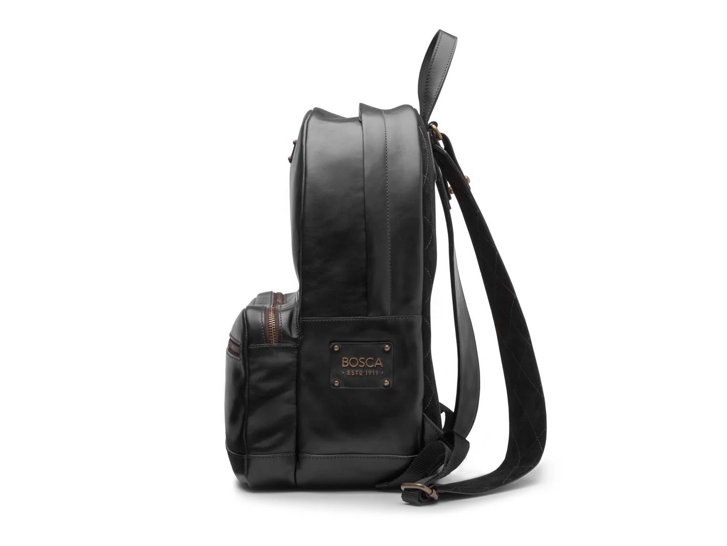 Bosca Dolce Crosby Backpack Black Italian Leather Laptop Bag Travel Work