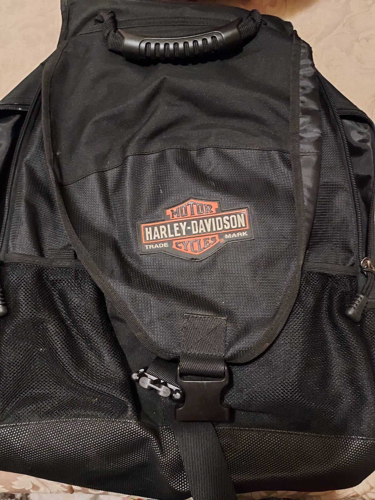 HARLEY DAVIDSON BLACK PADDED HELMET LAPTOP BACKPACK MULTI COMPARTMENT HEAVY DUTY