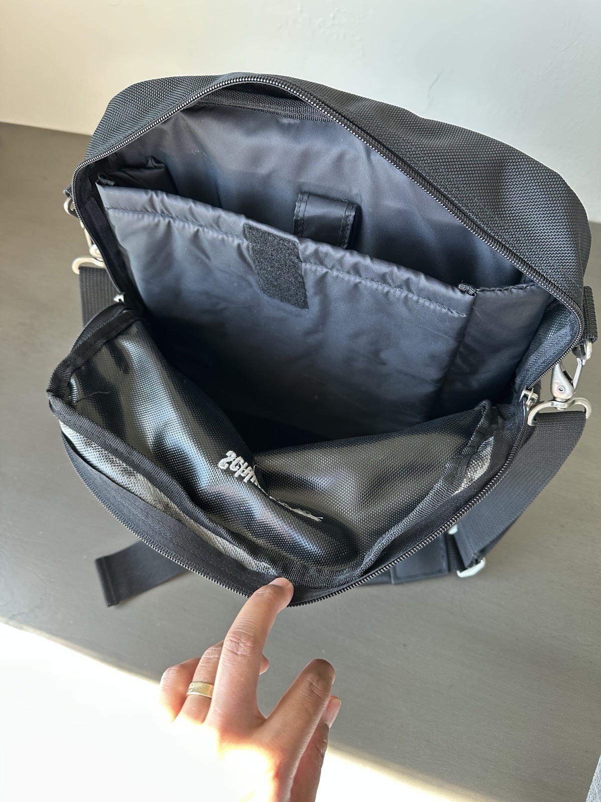 Toppers Black Nylon Versatile Black Men’s Messenger Bag Padded Strap Multi Use