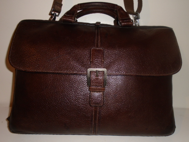 BOCONI TAYLOR TUMBLED X-BODY MESSENGER ALLEATHER LAPTOP SATCHEL $388 RETL.