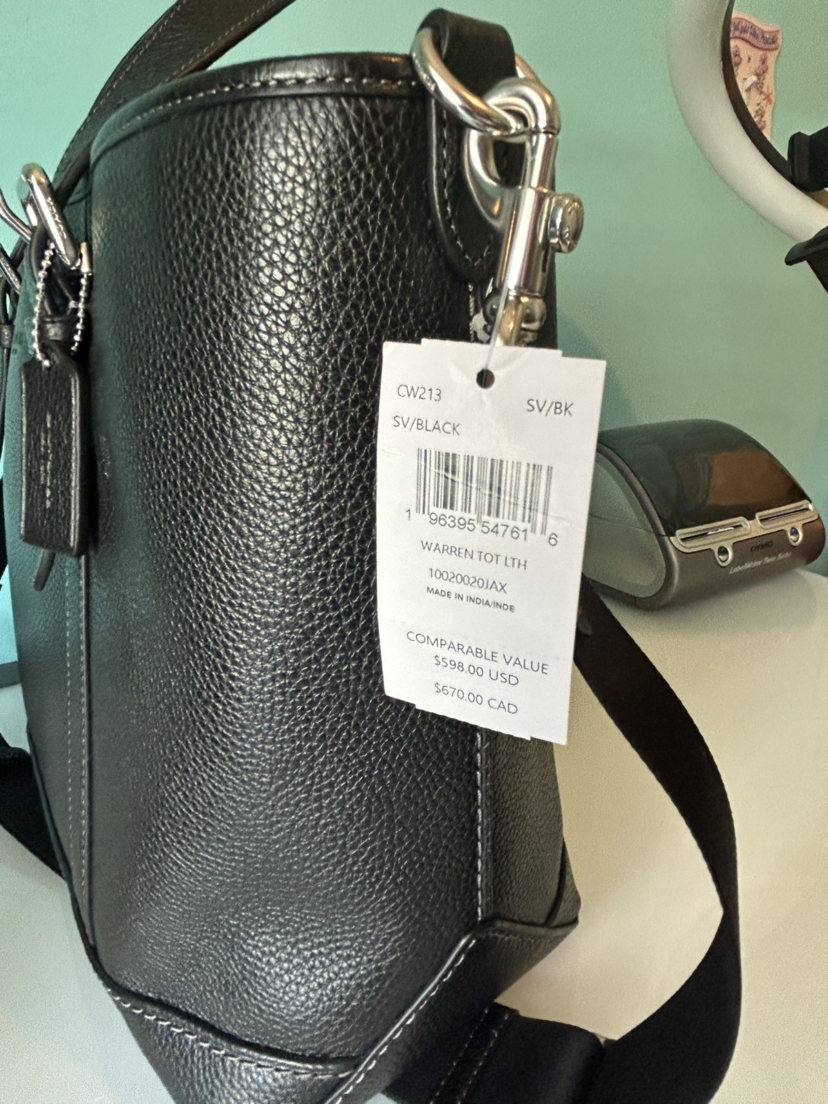 NWT Coach Unisex Warner Tote Bag Crossbody In Leather/Silver/Black CW213