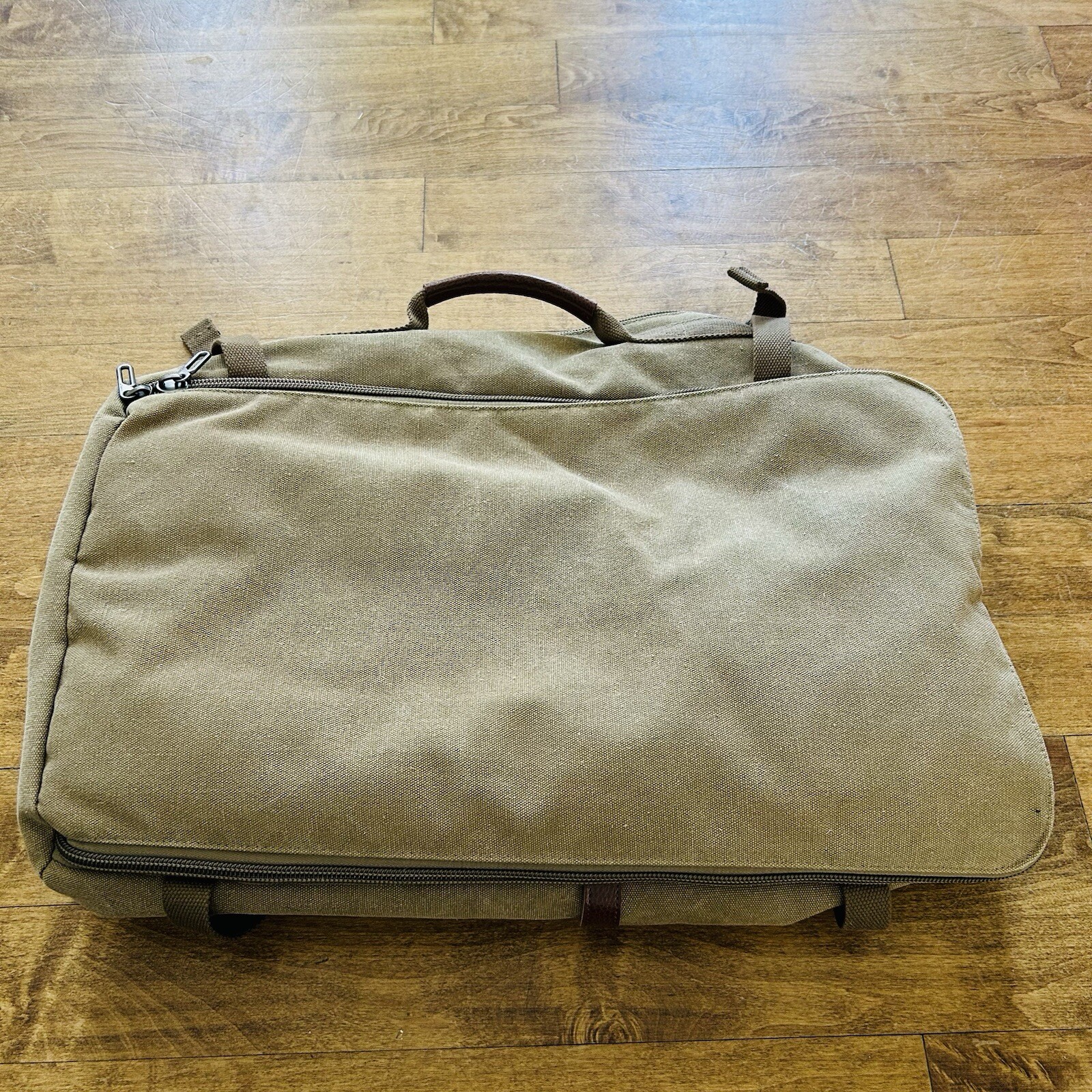Witzman Canvas Convertible Backpack Duffel Travel Khaki Tan Brown NEW