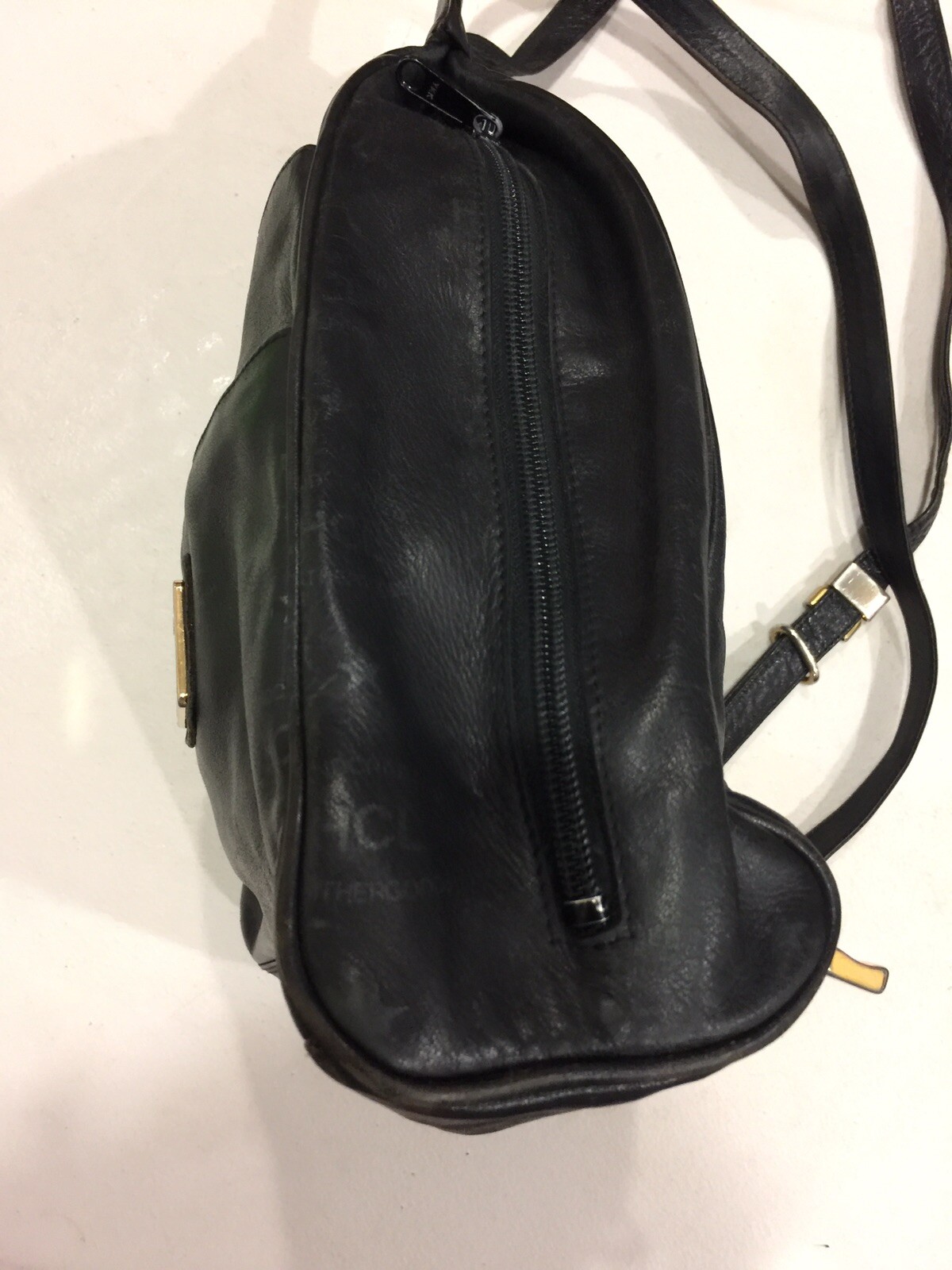 VTG❤️ Rare HCL Germany Triangle Backpack Made In Spain Black Leather EUC!